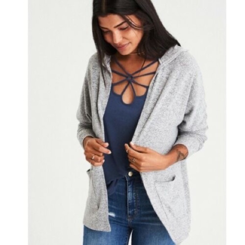 American eagle soft & sexy plush hooded cardigan